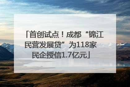 首创试点！成都“锦江民营发展贷”为118家民企授信1.7亿元